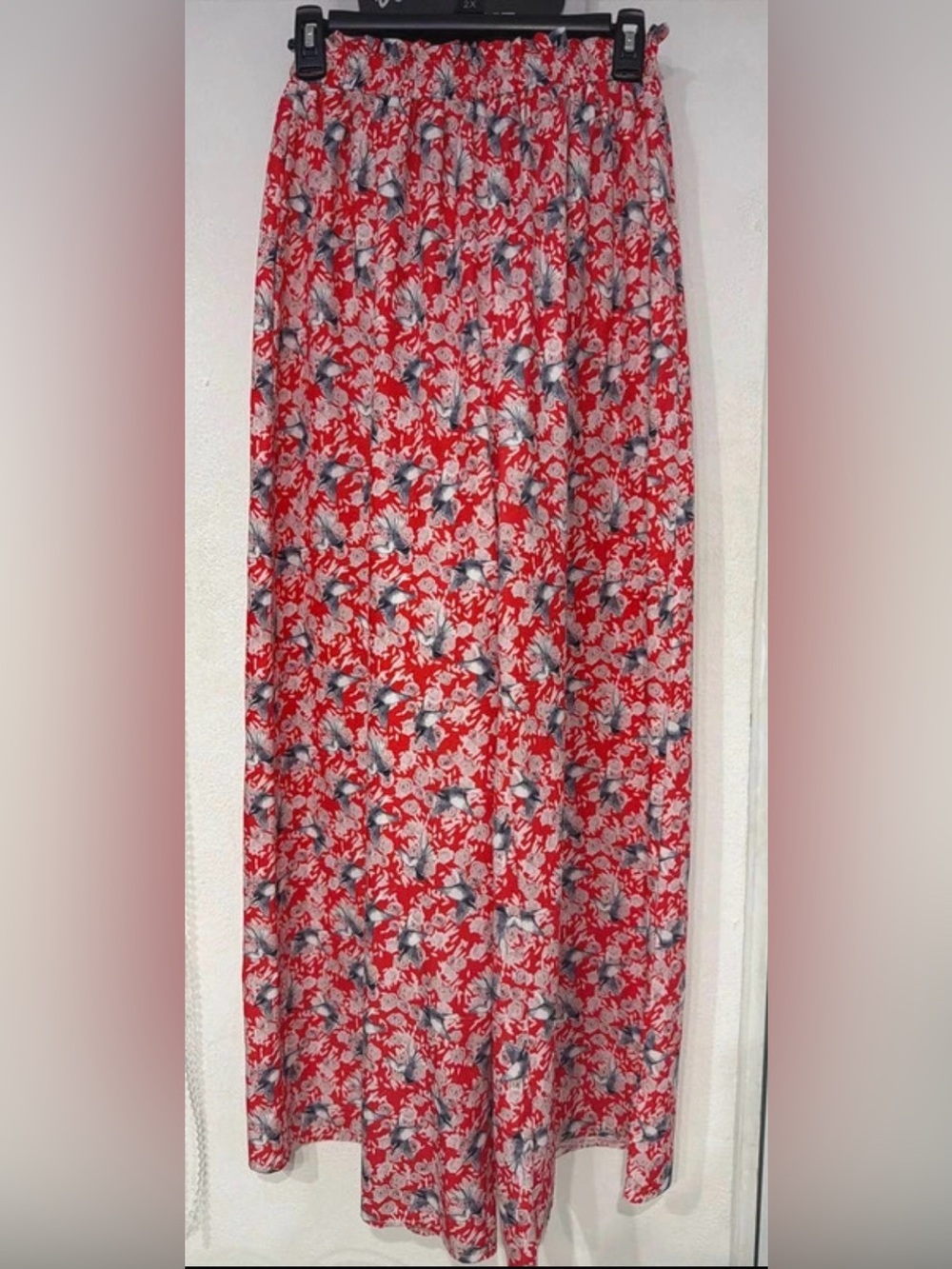 SHEIN Red Floral Print Maxi Skirt
